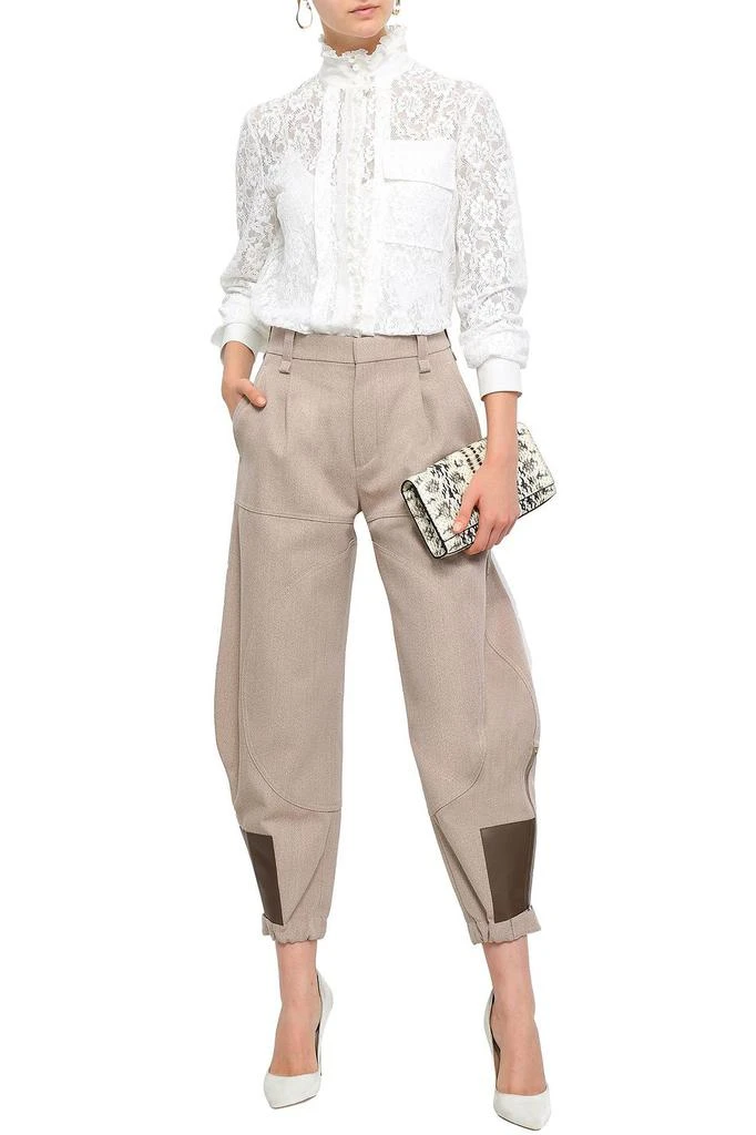商品Chloé|Ruffle-trimmed cotton-blend corded lace and crepe de chine blouse,价格¥2603,第2张图片详细描述