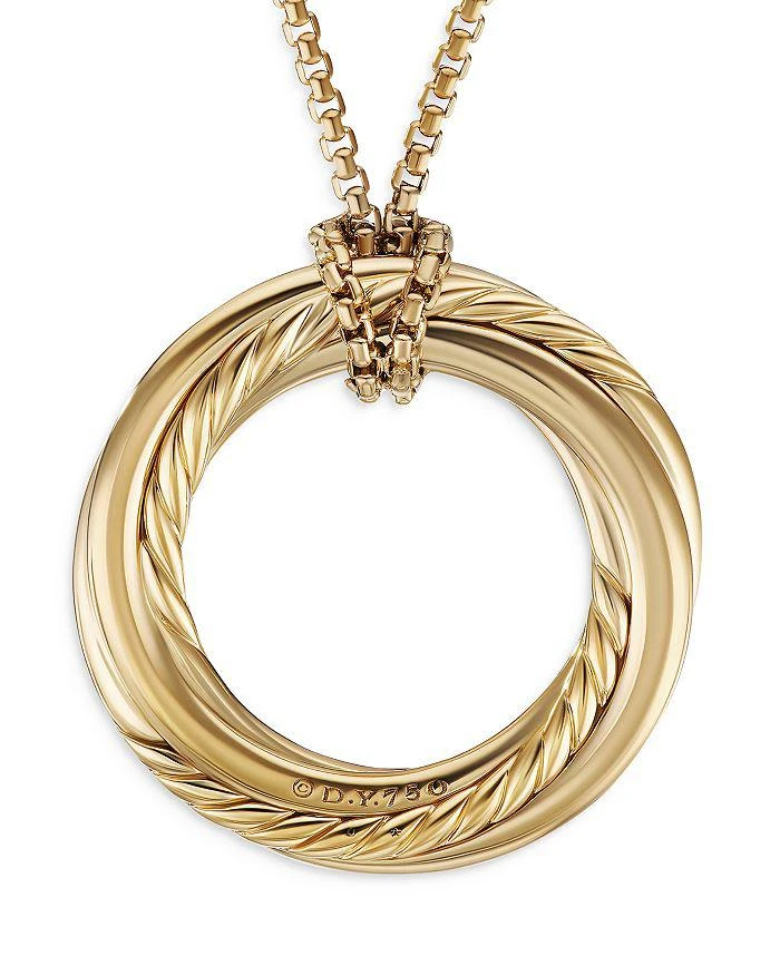 商品David Yurman|Pavé Crossover Pendant Necklace in 18K Yellow Gold with Diamonds, 30mm,价格¥74710,第3张图片详细描述