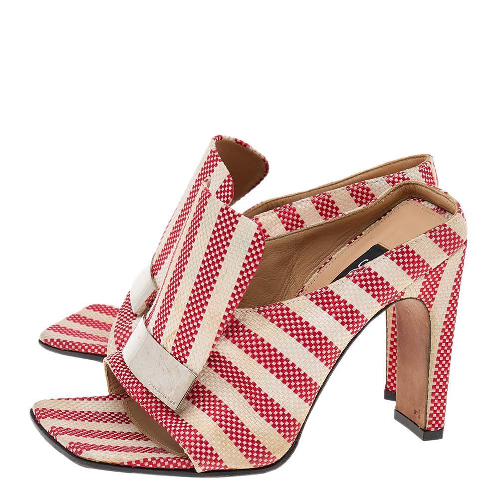 商品[二手商品] Sergio Rossi|Sergio Rossi Multicolor Striped Fabric Slide Sandals Size 36,价格¥1406,第6张图片详细描述