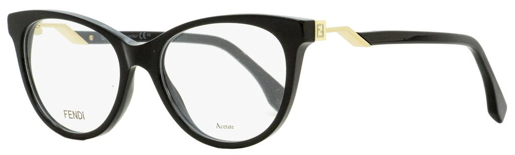 商品Fendi|Fendi Women's Oval Eyeglasses FF0201 807 Black/Gold 52mm,价格¥668,第1张图片