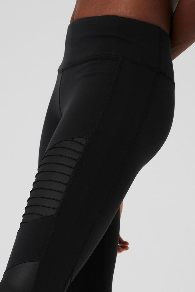 商品Alo|7/8 High-Waist Moto Legging - Black,价格¥884,第4张图片详细描述