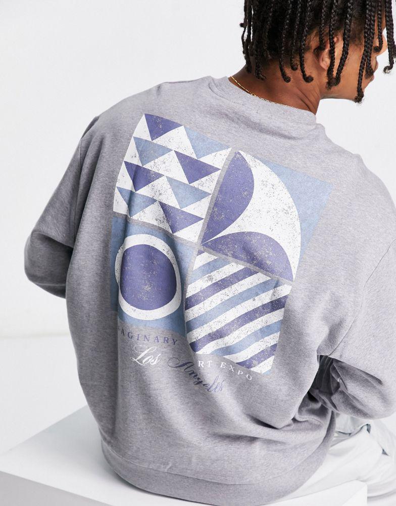 ASOS DESIGN oversized sweatshirt in grey marl with back print商品第1张图片规格展示