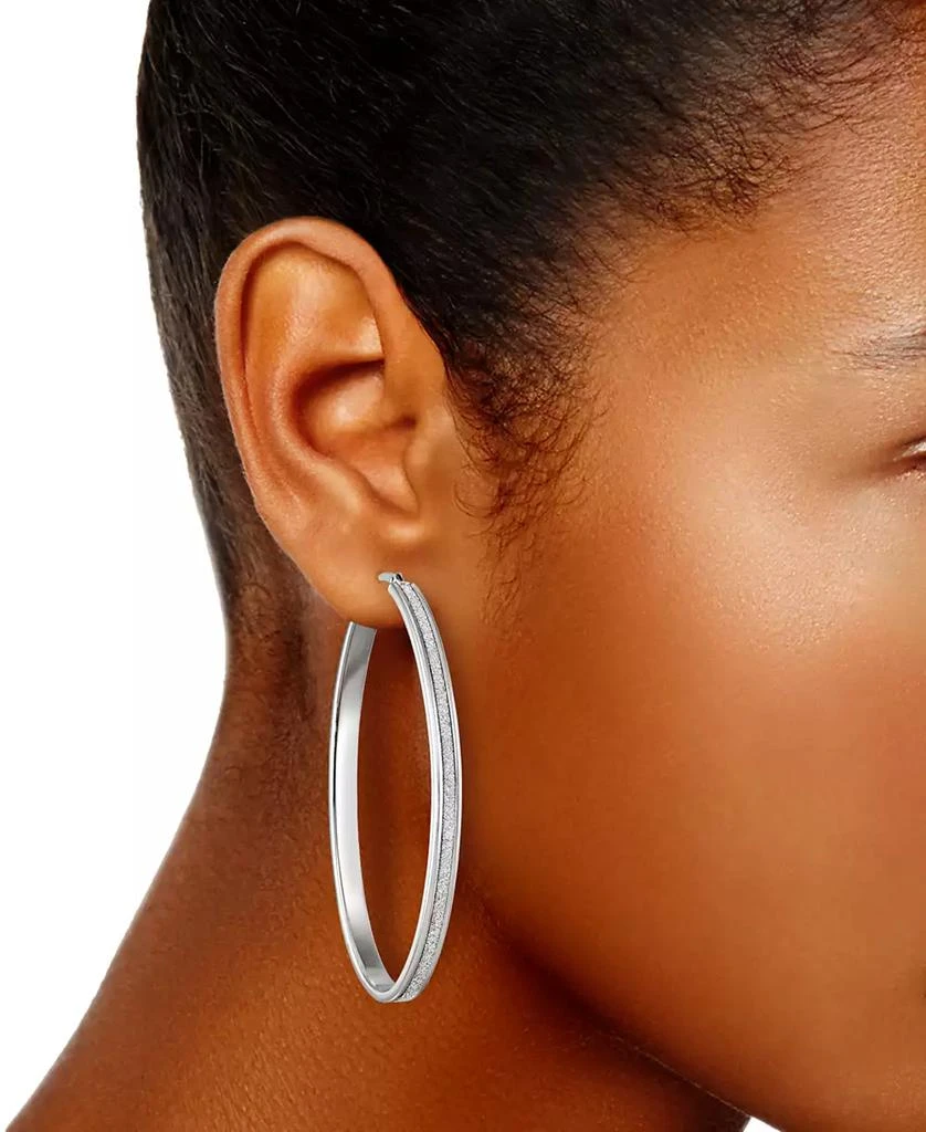 商品Macy's|Glitter Oval-Shape Hoop Earrings in Sterling Silver,价格¥655,第2张图片详细描述