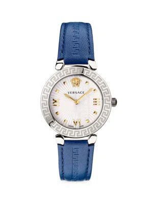 商品Versace|36MM Stainless Steel & Leather Strap Watch,价格¥4294,第1张图片