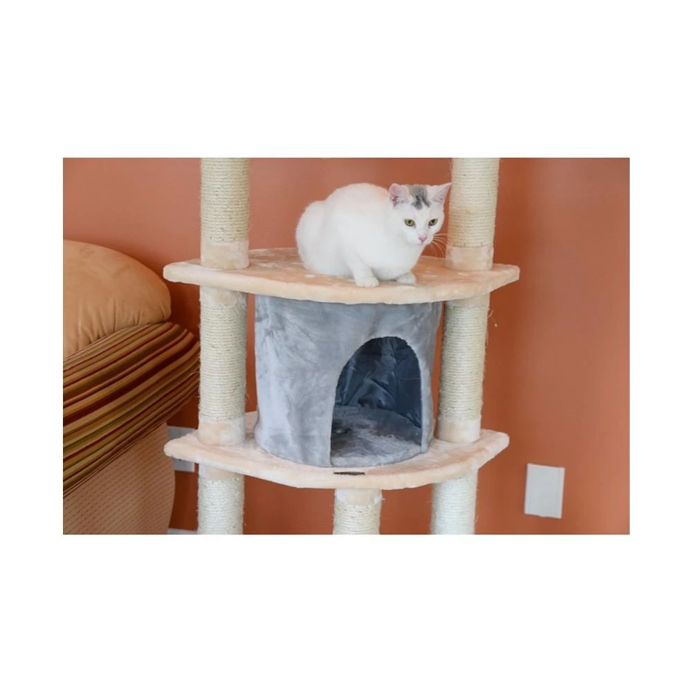 商品Macy's|64" Real Wood Cat Tree With Scratch Post, Soft-side Playhouse,价格¥1486,第5张图片详细描述