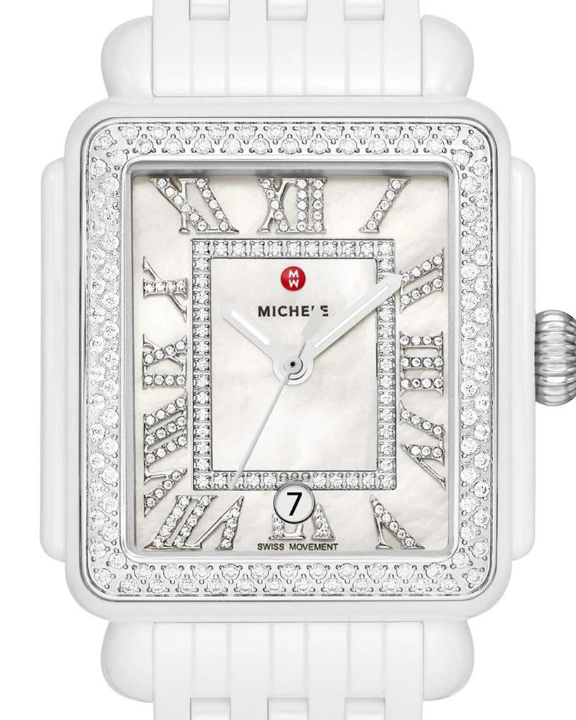 Deco Madison White Ceramic Diamond Watch, 33mm x 35mm 商品