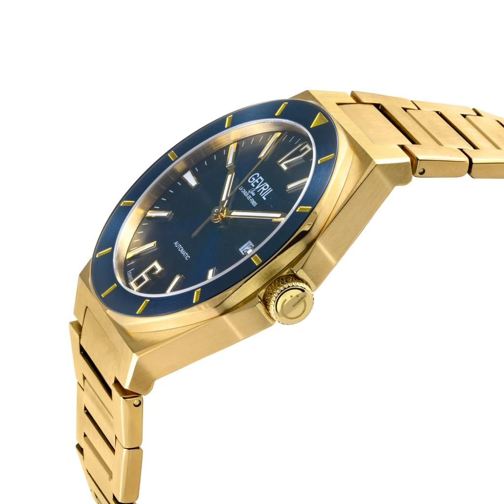 商品Gevril|Men's High Line Automatic Watch IPYG Case, Top ring in Blue Sapphire Crystal, Stainless Steel IPYG Bracelet,价格¥4941,第2张图片详细描述