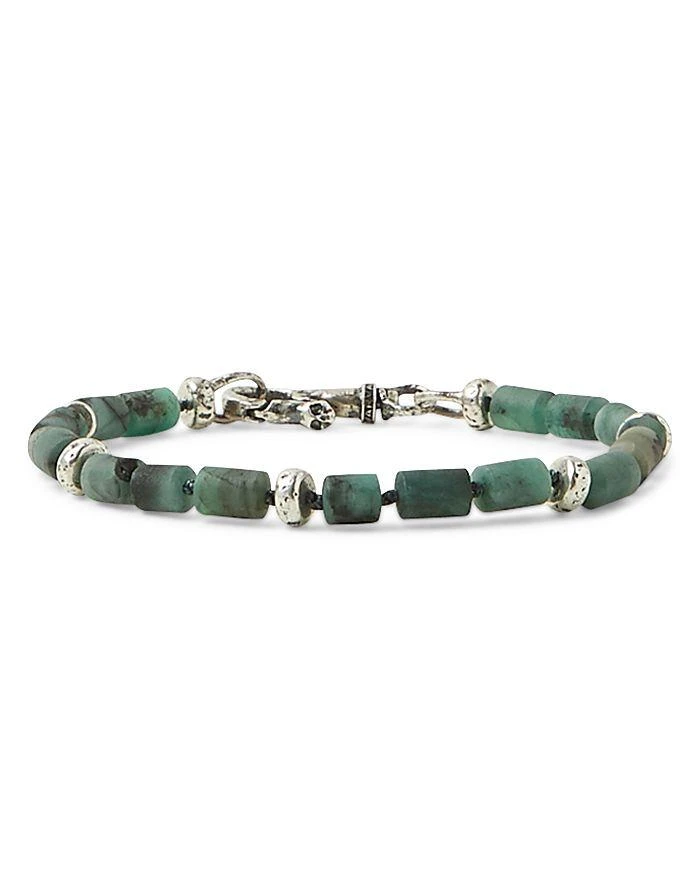 商品John Varvatos|Men's Sterling Silver Emerald Bead & Rondelle Bracelet,价格¥4470,第1张图片