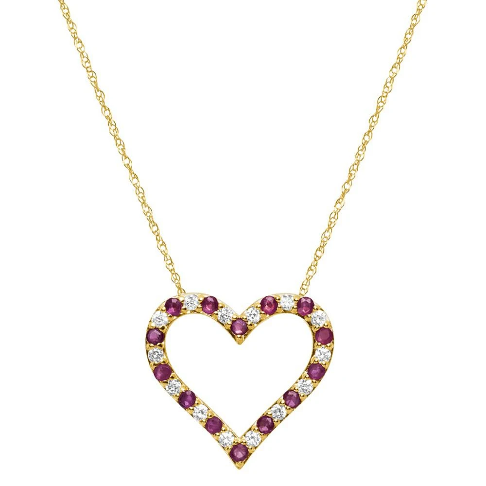 商品Macy's|241 WEAR IT BOTH WAYS Sapphire (1/2 ct. t.w.) & Diamond (1/4 ct. t.w.) Two-Way Heart Pendant Necklace in 14K White Gold, 17" + 2-1/2" extender (Also in Emerald & Ruby),价格¥4647,第1张图片