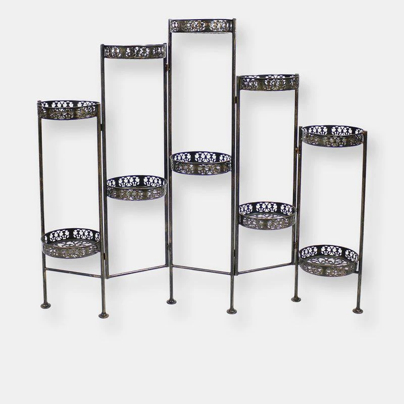 商品Sunnydaze Decor|10-Tier Bronze Steel Indoor/Outdoor Folding Flower Plant Stand,价格¥895,第1张图片