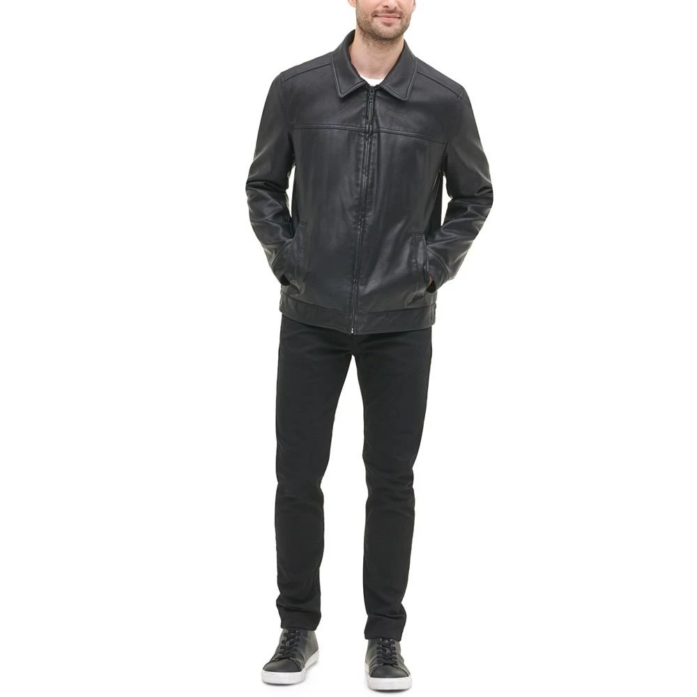 Men's Faux Leather Laydown Collar Jacket 商品