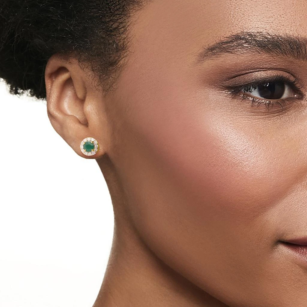 商品Ross-Simons|Ross-Simons Emerald and . Diamond Stud Earrings in 14kt Yellow Gold,价格¥6283,第2张图片详细描述