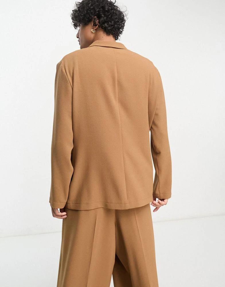 商品ASOS|ASOS DESIGN relaxed oversized soft tailored suit jacket in tobacco crepe,价格¥369,第3张图片详细描述