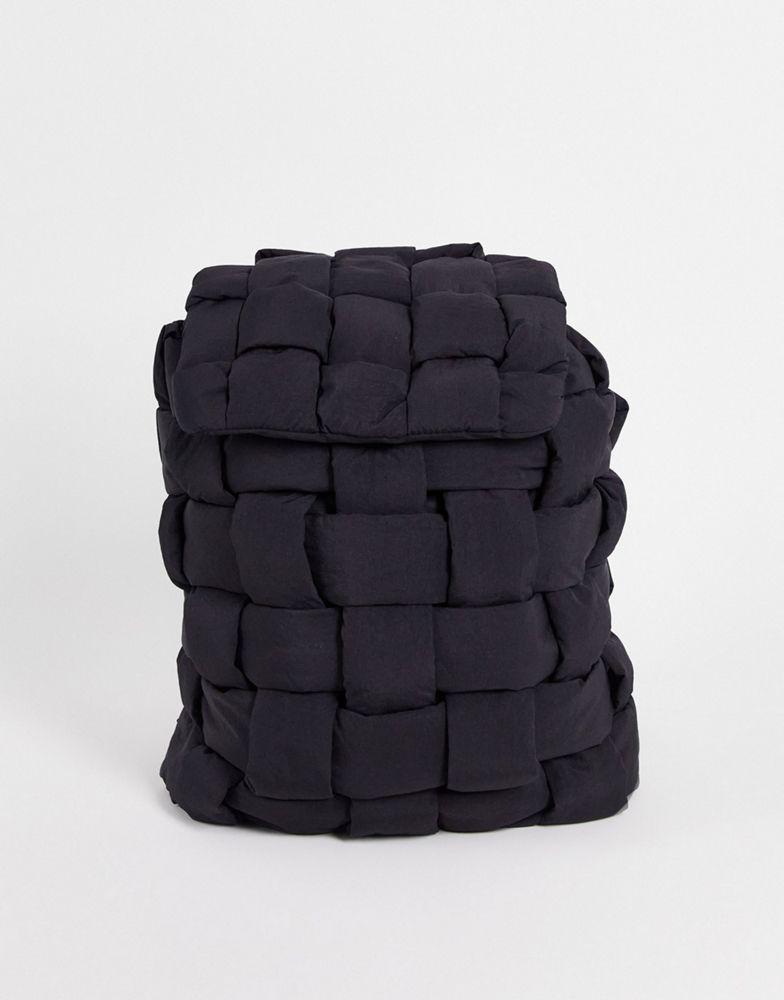 ASOS DESIGN large padded weave backpack in black商品第1张图片规格展示