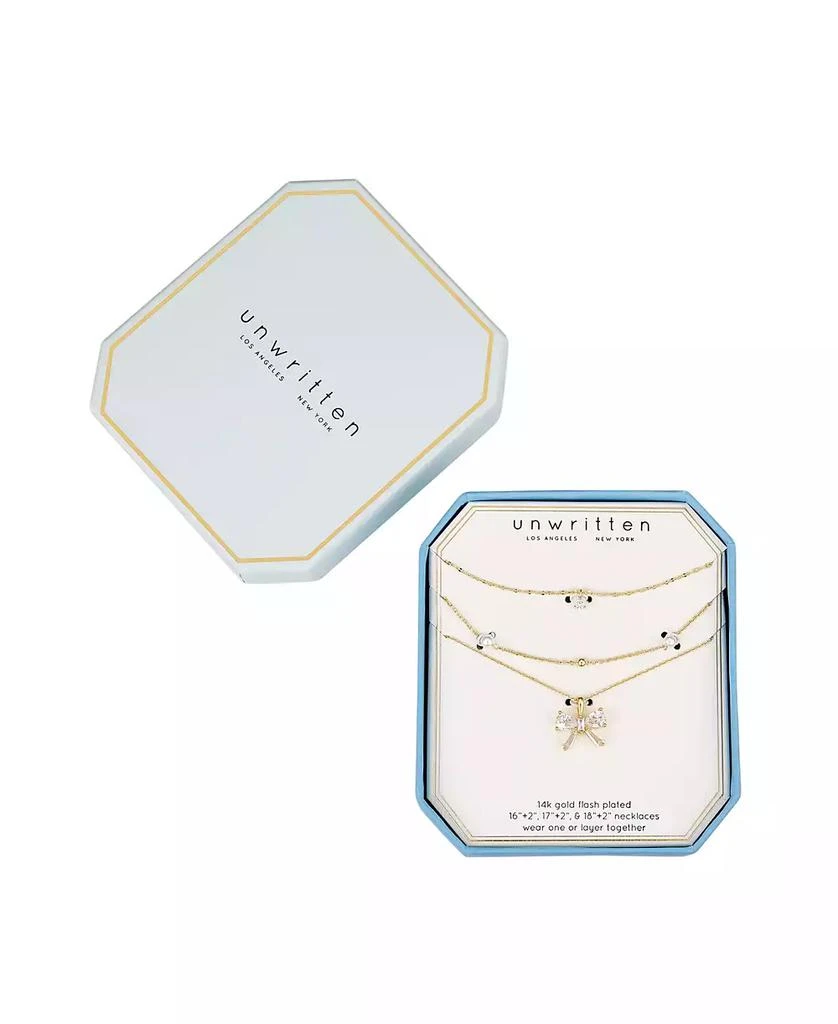 商品Unwritten|Cubic Zirconia and Mother of Pearl Bow Layered Pendant Necklace Set,价格¥136,第4张图片详细描述