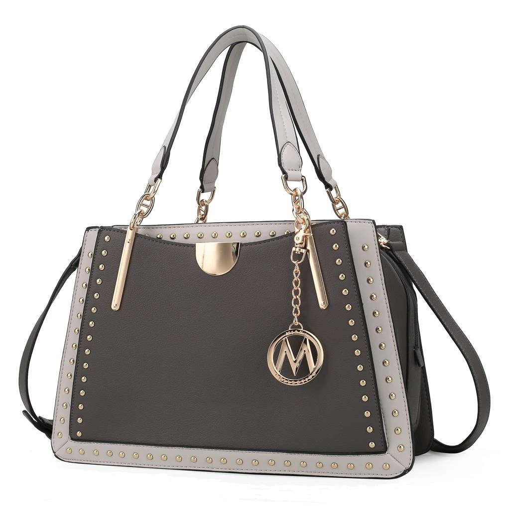 商品MKF Collection By Mia K.|Aubrey Vegan Leather Multi Compartment Satchel Handbag - Color Block,价格¥556,第1张图片详细描述