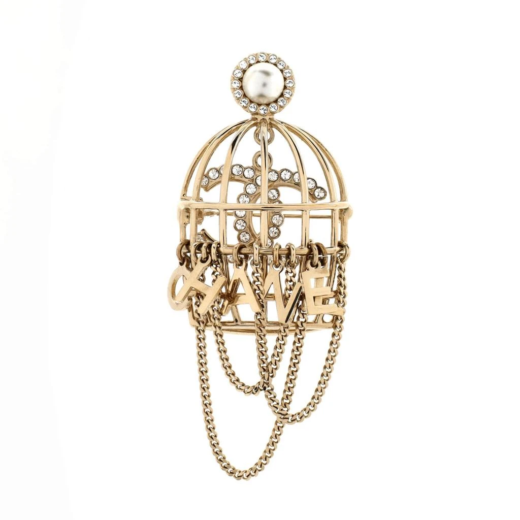 商品[二手商品] Chanel|CC Birdcage Pin Brooch Metal with Crystals and Faux Pearl,价格¥5728,第1张图片