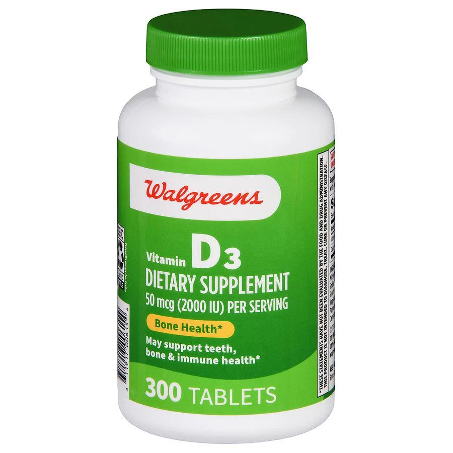商品Walgreens|Vitamin D3 50 mcg (2000 IU) Tablets,价格¥74,第1张图片
