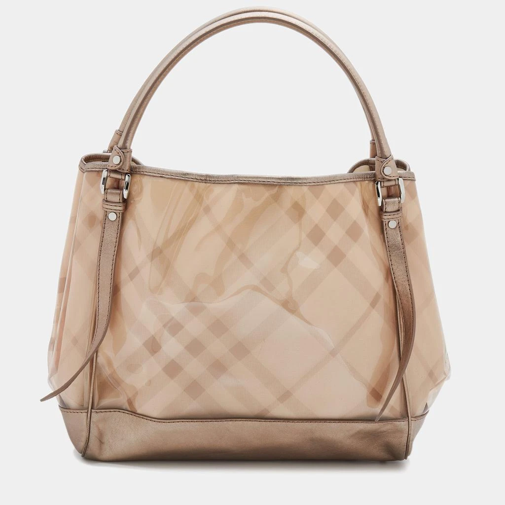 商品[二手商品] Burberry|Burberry Metallic Beige Exploded Check PVC and Leather Tote,价格¥1125,第1张图片