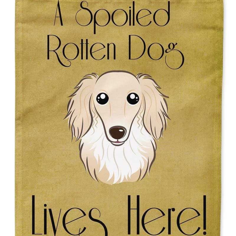 商品Caroline's Treasures|Longhair Creme Dachshund Spoiled Dog Lives Here Garden Flag 2-Sided 2-Ply,价格¥138,第1张图片