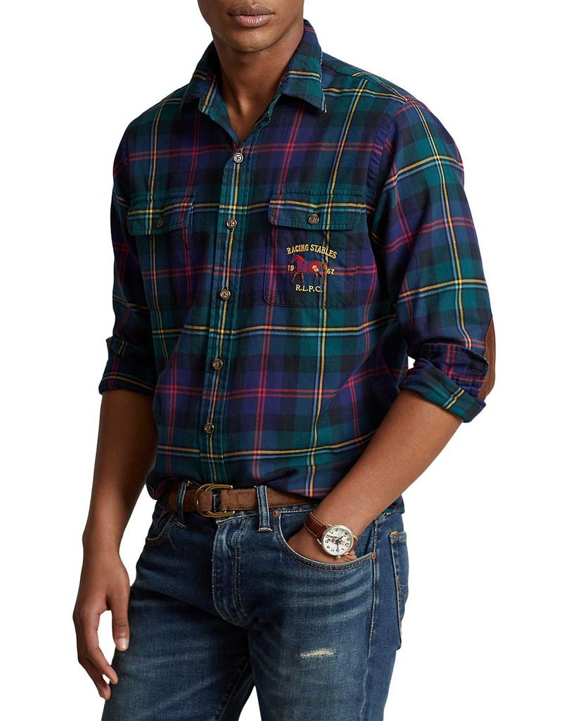 Classic Fit Suede-Patch Plaid Workshirt商品第1张图片规格展示