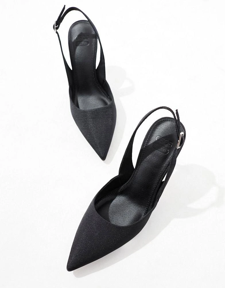 商品ASOS|ASOS DESIGN Samber 2 slingback stiletto heels in black,价格¥274,第2张图片详细描述