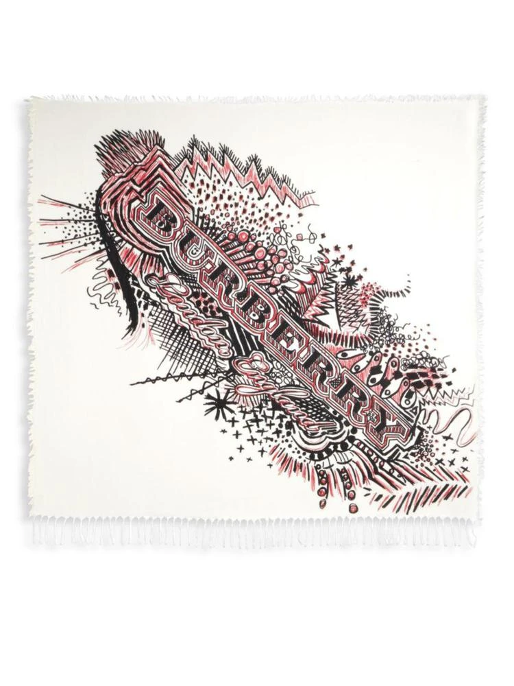 商品Burberry|Sketchbook Scribble Merino Wool Scarf,价格¥2623,第2张图片详细描述