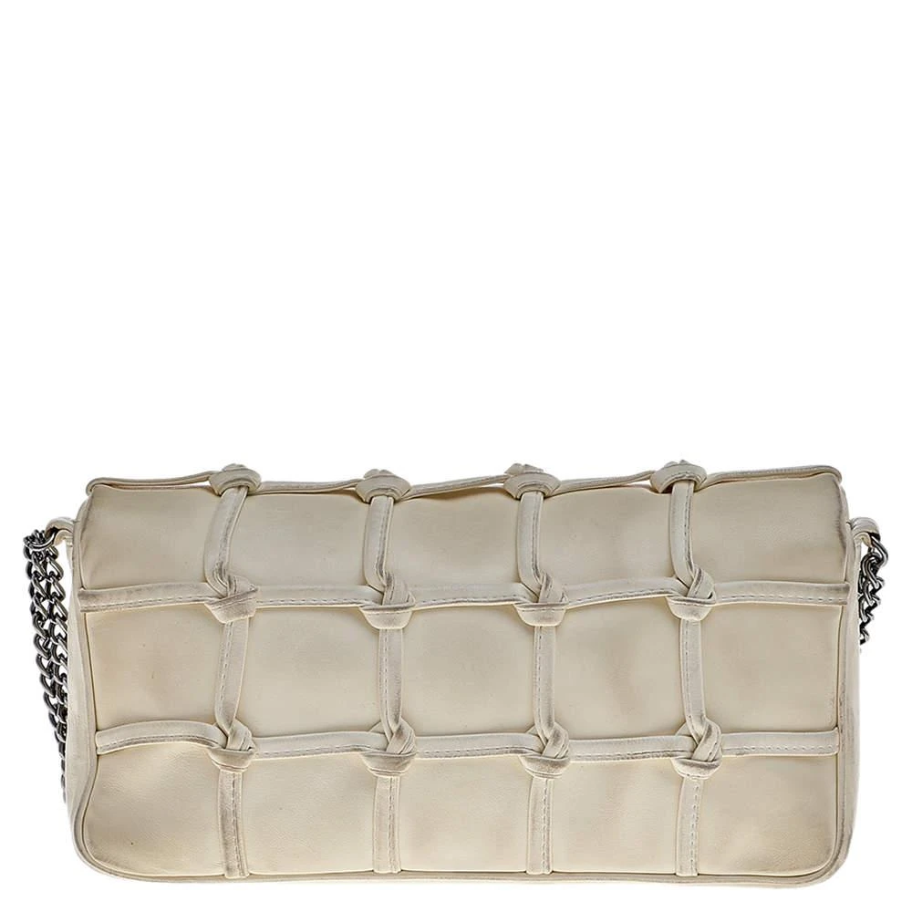 商品[二手商品] Chanel|Chanel White Leather Knotted Flap CC Chain Shoulder Bag,价格¥4690,第4张图片详细描述