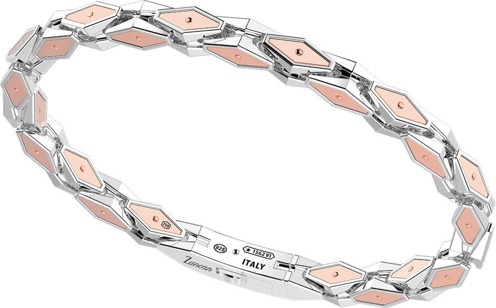 商品Zancan|18k rose gold and sterling silver bracelet with geometric design.,价格¥16336,第1张图片