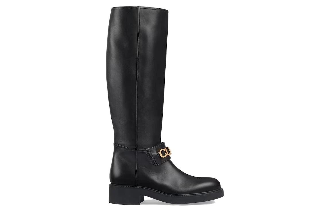 商品[国内直发] Gucci|古驰 时尚舒适 高筒靴 女款 黑色,价格¥10232,第3张图片详细描述