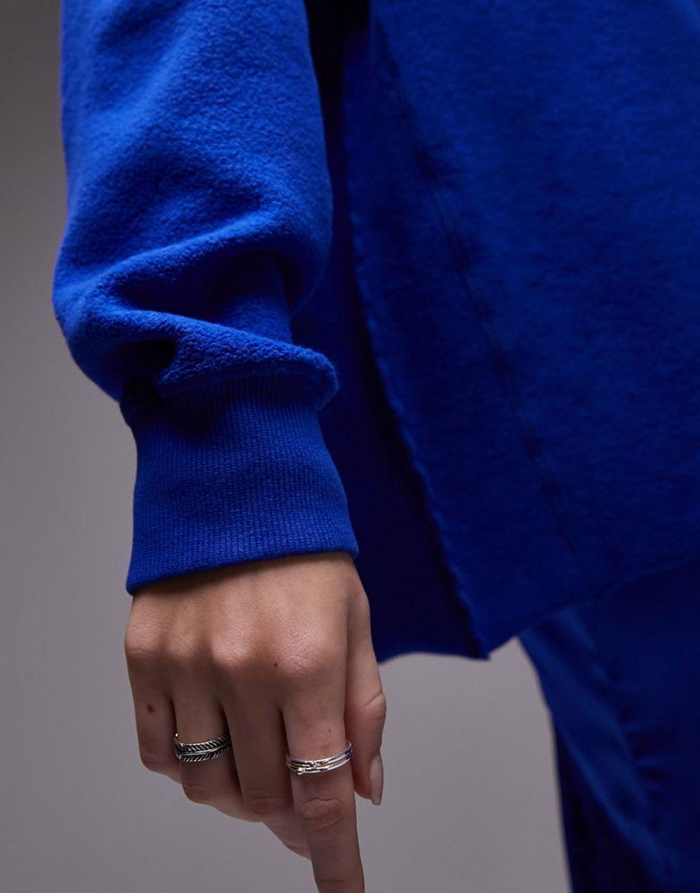 商品Topshop|Topshop oversized fleece sweat in blue,价格¥333,第4张图片详细描述