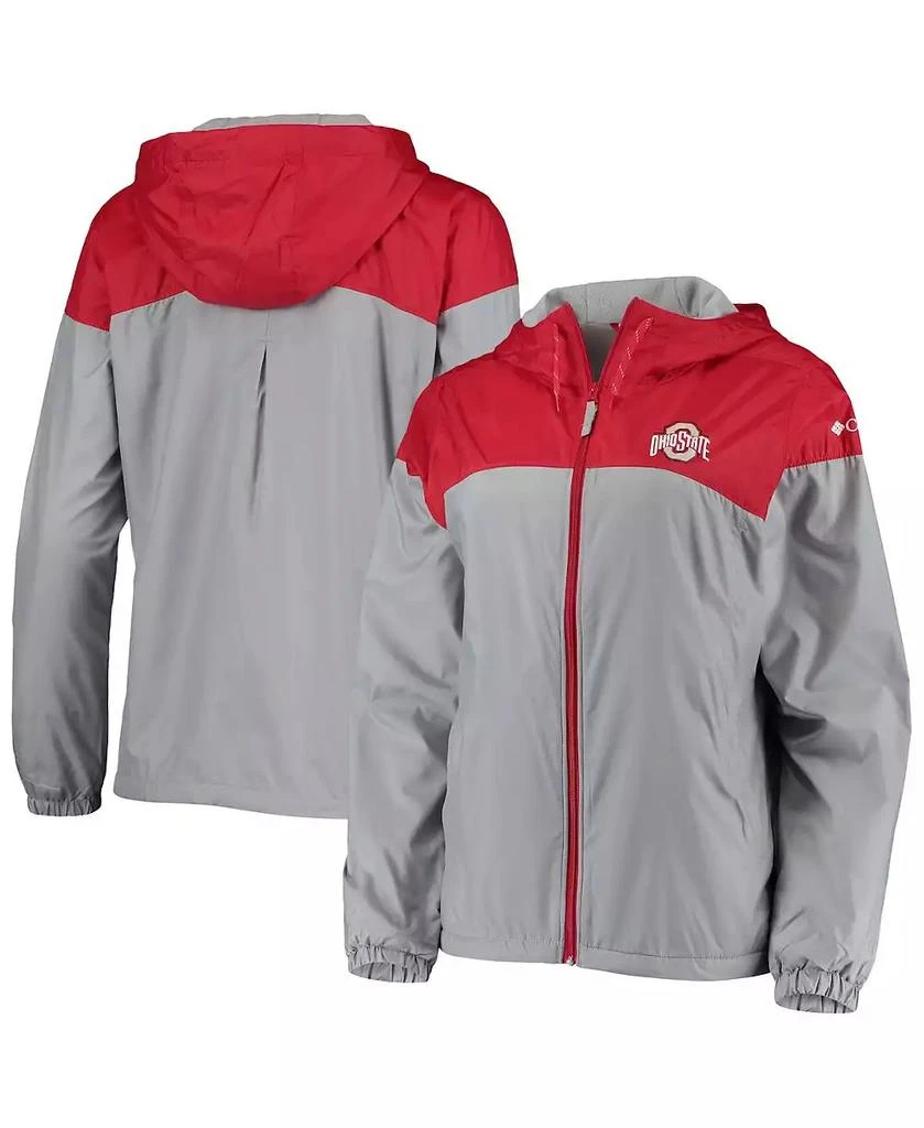 商品Columbia|Women's Scarlet, Gray Ohio State Buckeyes Flash Forward Lined Full-Zip Windbreaker Hoodie Jacket,价格¥404,第1张图片