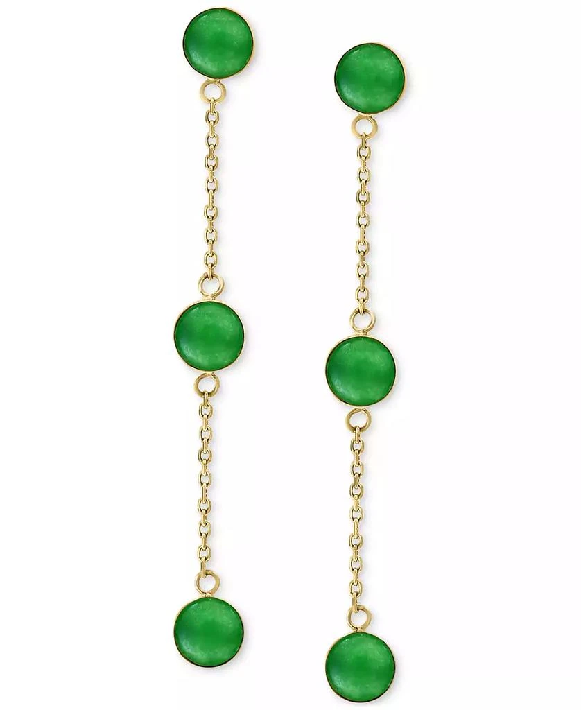 商品Effy|EFFY® Dyed Jade Bezel-Set Linear Chain Drop Earrings in 14k Gold,价格¥3597,第3张图片详细描述