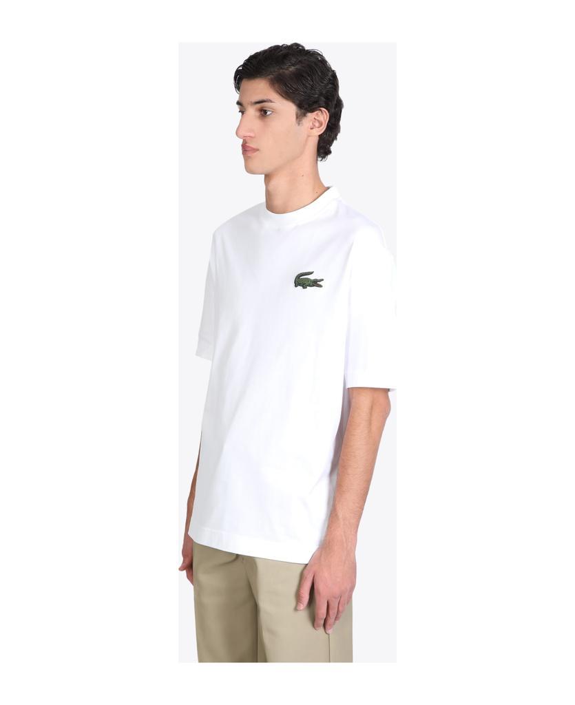 商品Lacoste|T-shirt White Cotton Oversized T-shirt With Big Crocodile Patch.,价格¥757,第5张图片详细描述