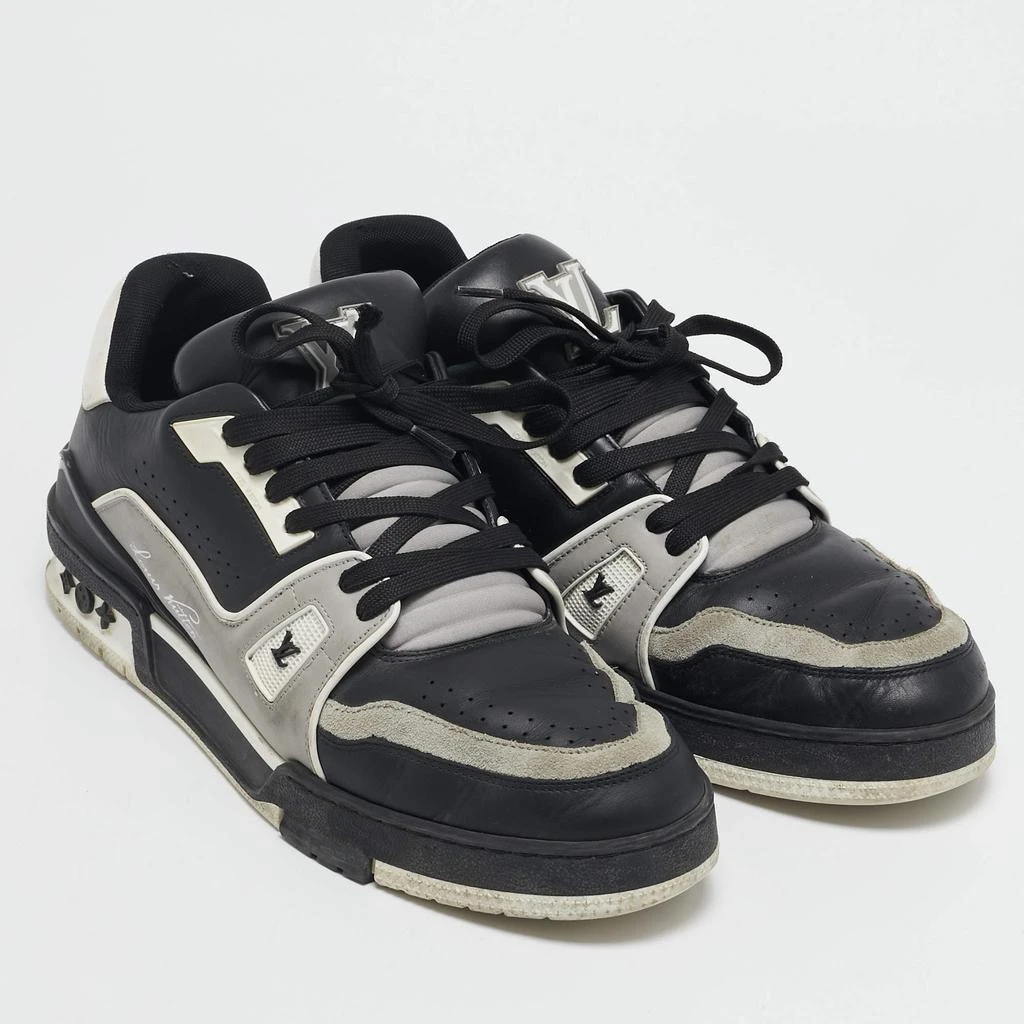 商品[二手商品] Louis Vuitton|Louis Vuitton Black/Grey Leather LV Trainer Sneakers Size 42,价格¥4645,第4张图片详细描述