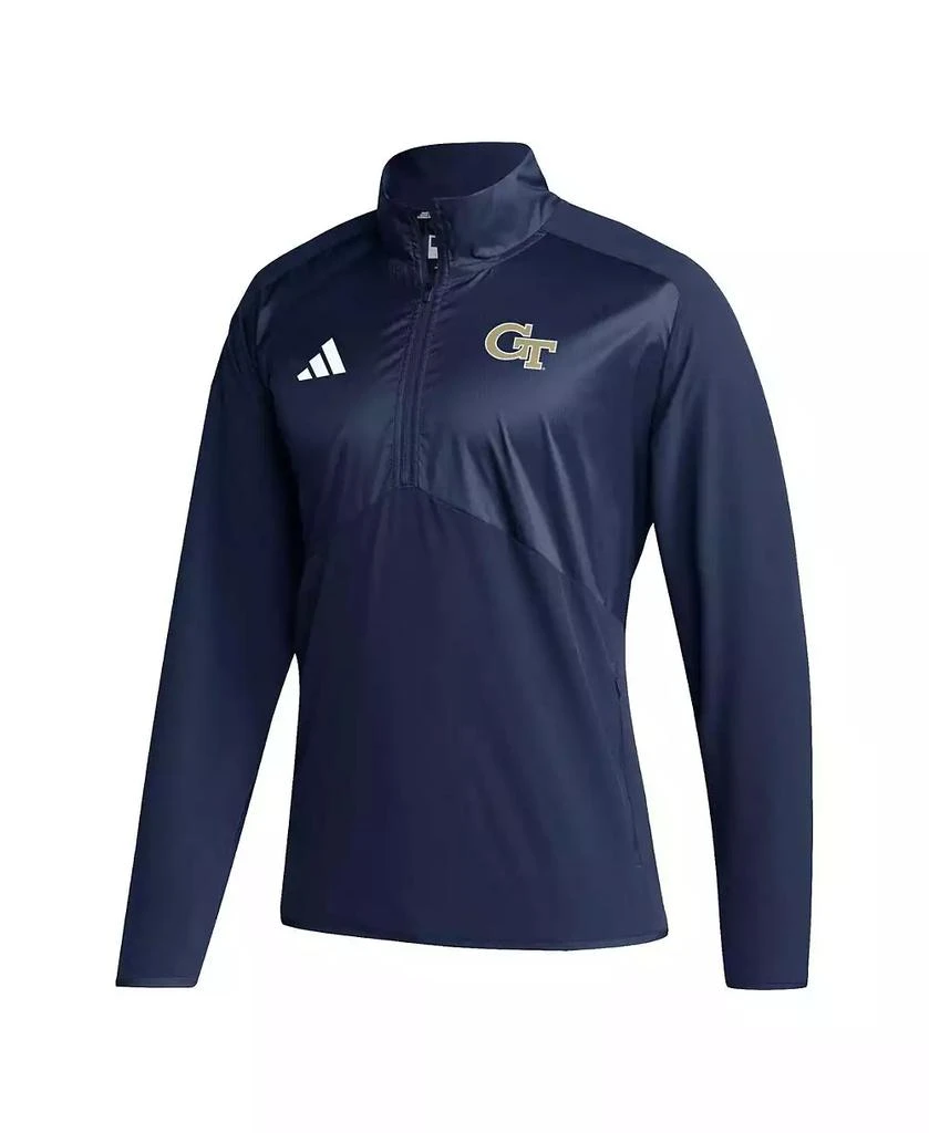 商品Adidas|Men's Navy Georgia Tech Yellow Jackets Sideline AEROREADY Raglan Sleeve Quarter-Zip Jacket,价格¥514,第2张图片详细描述