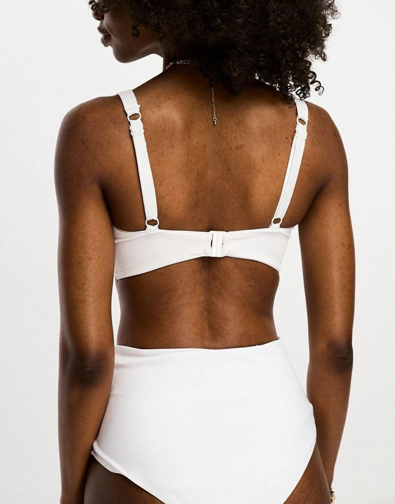 商品ASOS|ASOS DESIGN Fuller Bust mix and match square neck crop bikini top with supportive underwire in white,价格¥69,第2张图片详细描述