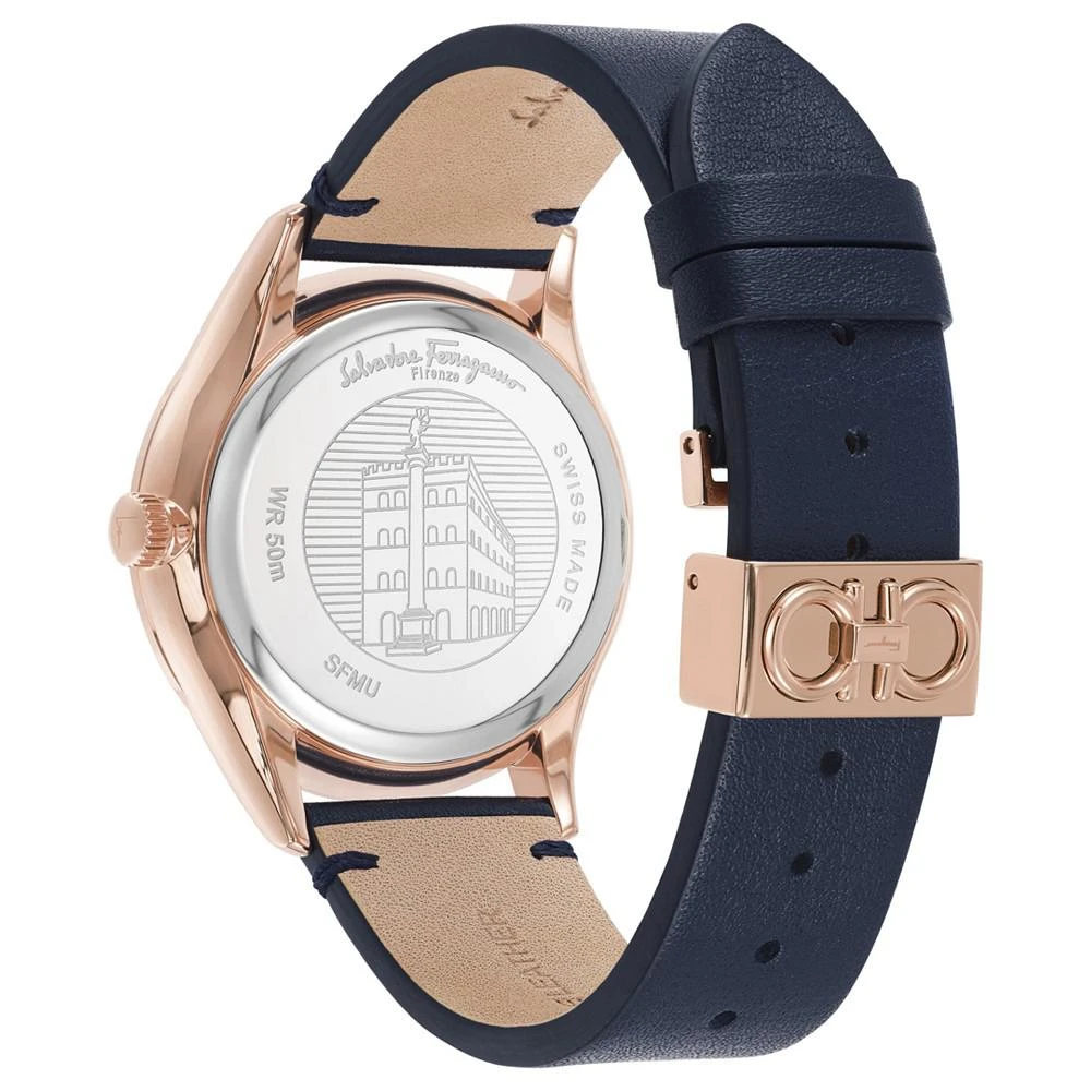 商品Salvatore Ferragamo|Men's Swiss Timeless GMT Blue Leather Strap Watch 40mm,价格¥6019,第3张图片详细描述