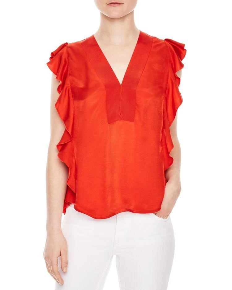 商品Sandro|Venice Ruffled Top,价格¥936,第1张图片