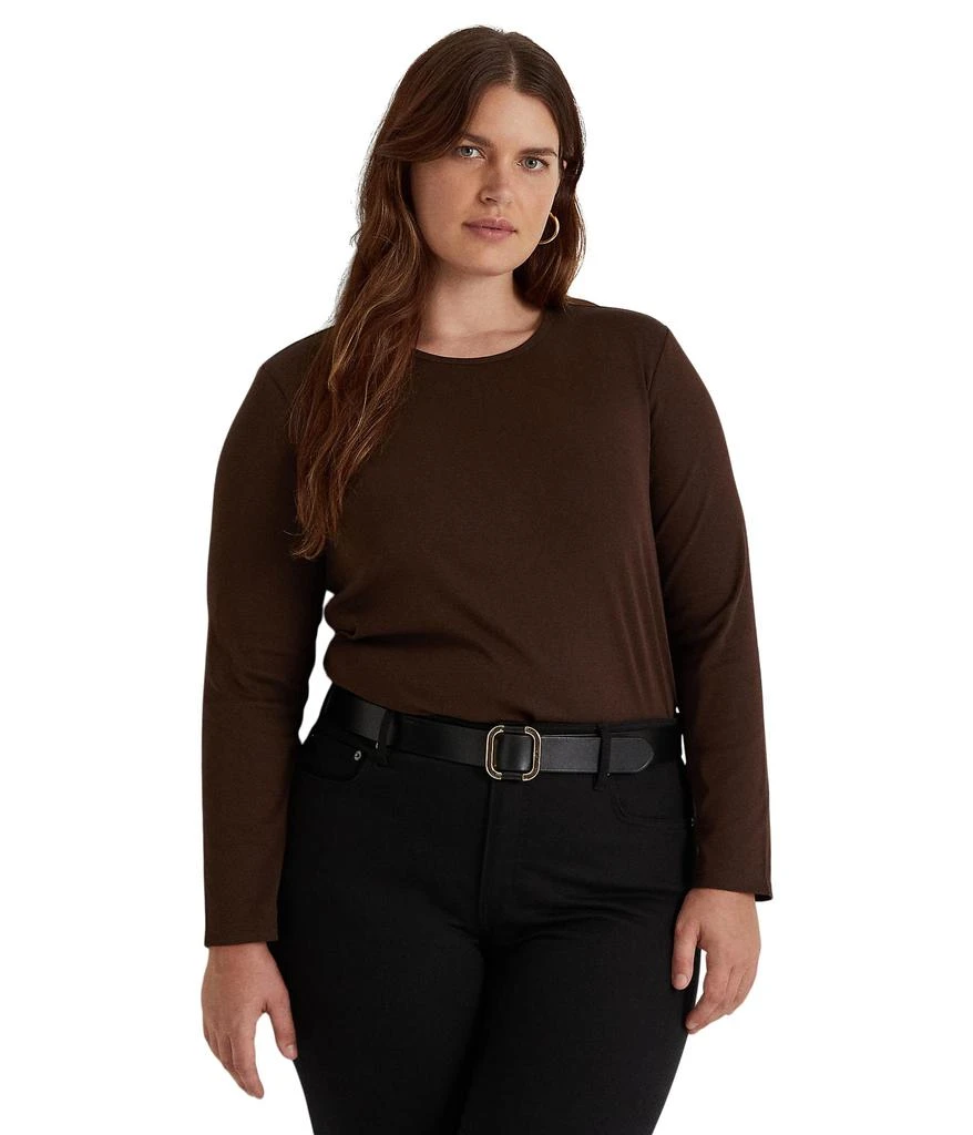 商品Ralph Lauren|Plus Size Cotton-Blend Long Sleeve Top,价格¥446,第1张图片