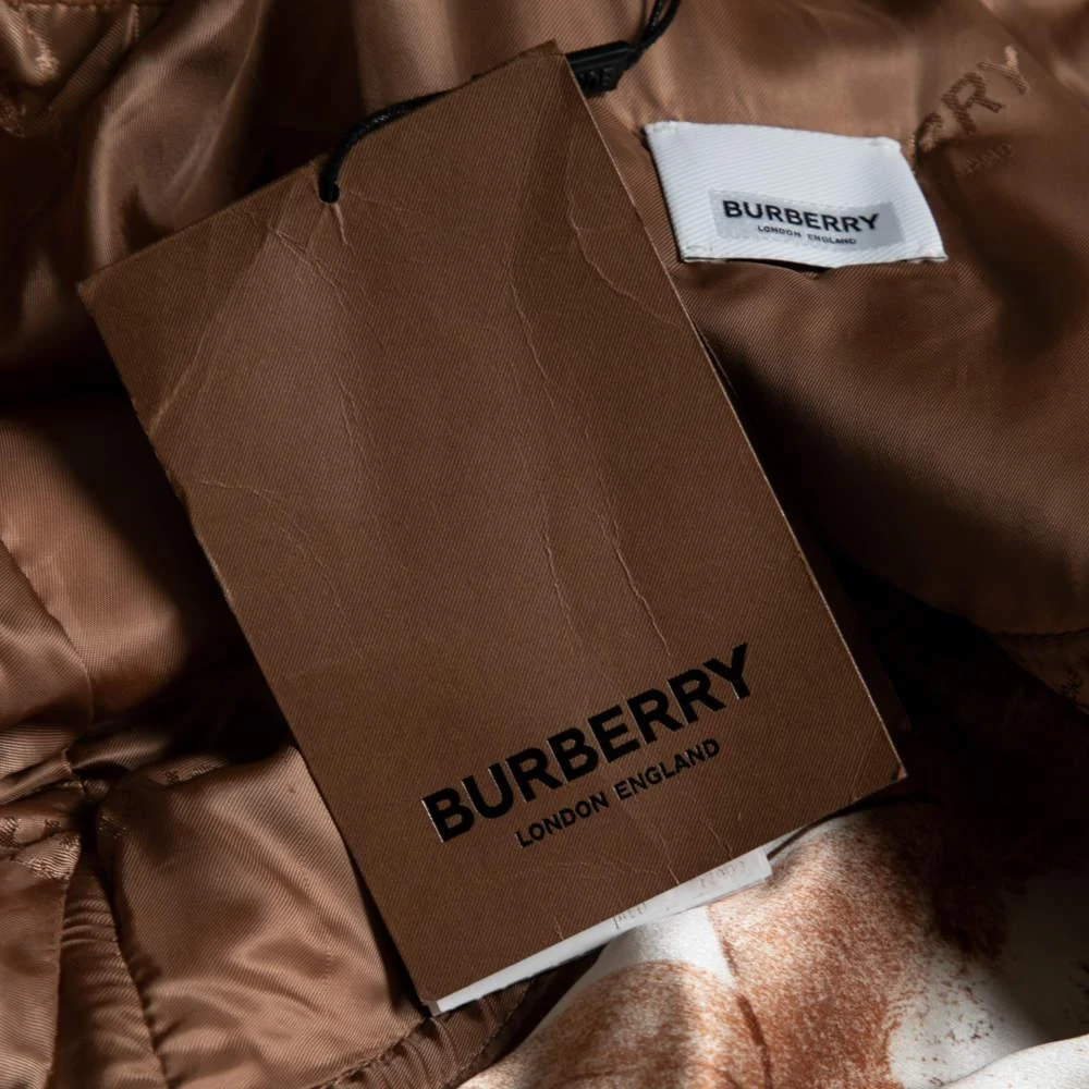 Burberry Brown Wool & Mariner Printed Silk Blanket Detail Pea Coat S 商品