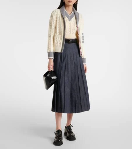 商品Thom Browne|短款绞花针织羊毛毛衣式背心,价格¥7132,第2张图片详细描述