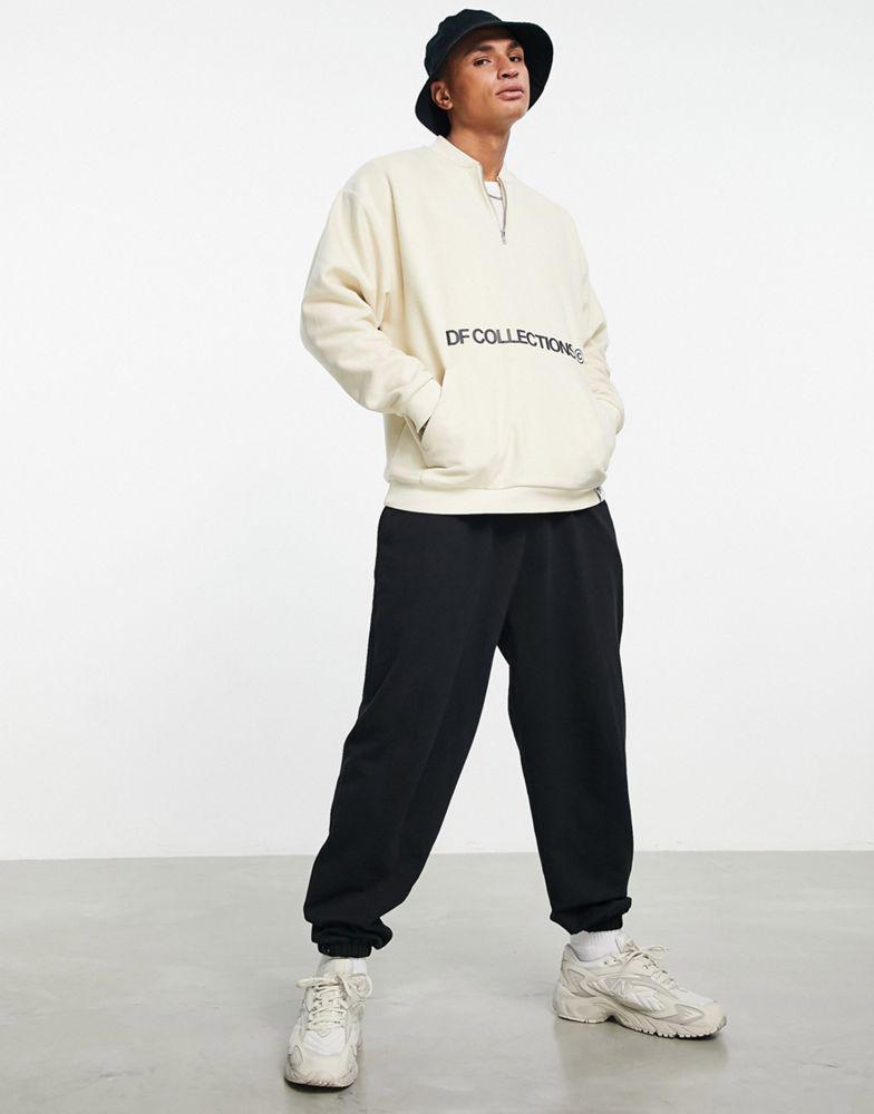 ASOS Dark Future oversized half zip polar fleece sweatshirt in off white商品第4张图片规格展示