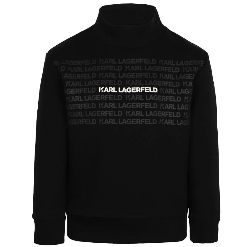 商品Karl Lagerfeld Paris|Turtle neck sweatshirt in black with logo details and backpack set,价格¥2200,第2张图片详细描述