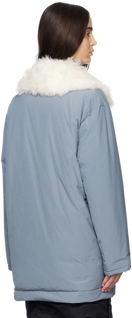 商品Yves Salomon|SSENSE Exclusive Blue Single-Breasted Shearling Down Coat,价格¥9349,第3张图片详细描述