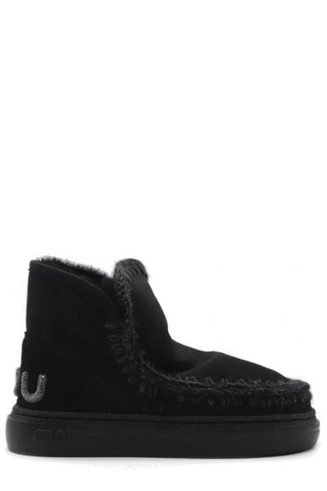 商品Mou|Mou Crochet Stitch-Trim Logo Glittered Boots,价格¥2068,第1张图片