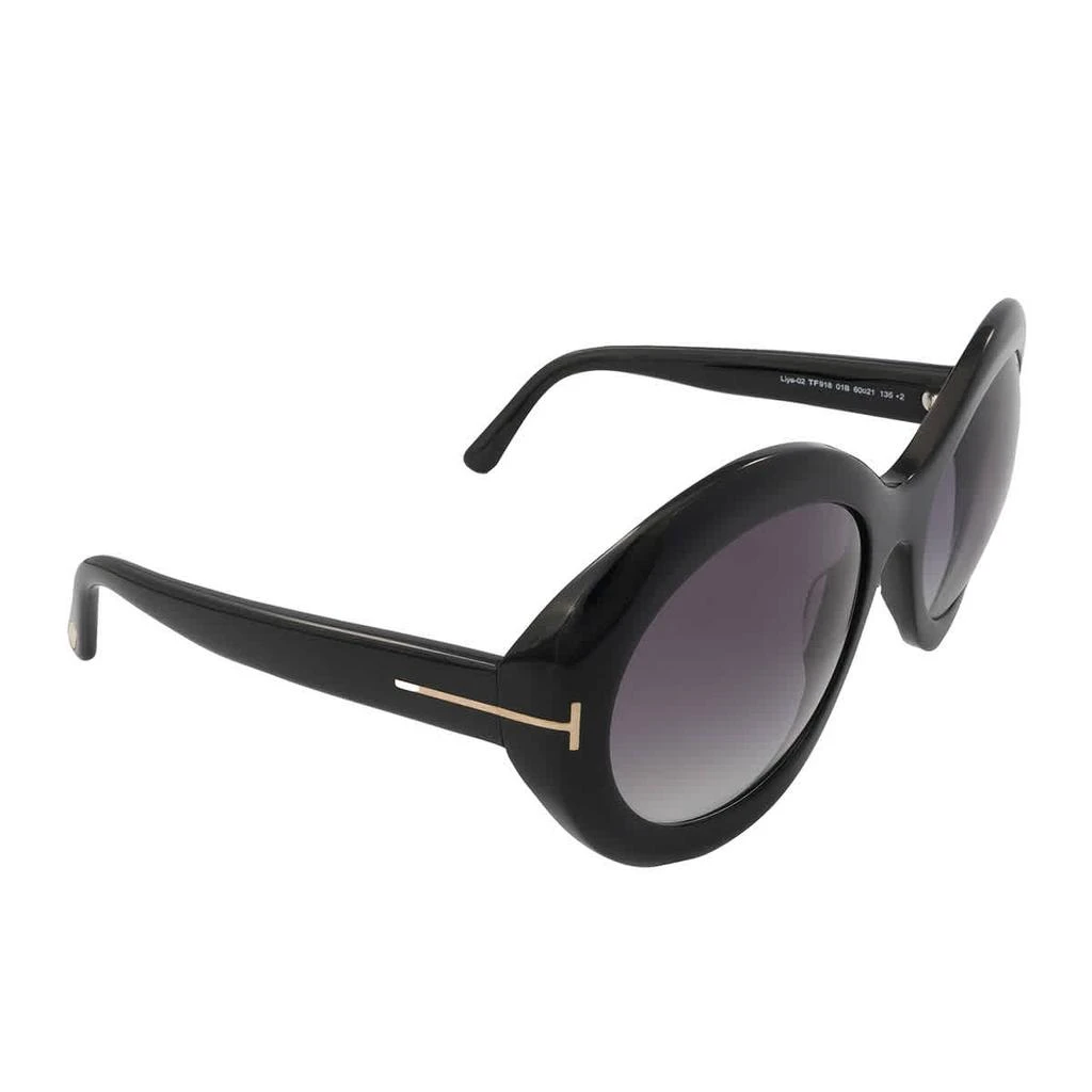 商品Tom Ford|Liya Smoke Gradient Round Ladies Sunglasses FT0918 01B 60,价格¥1414,第1张图片