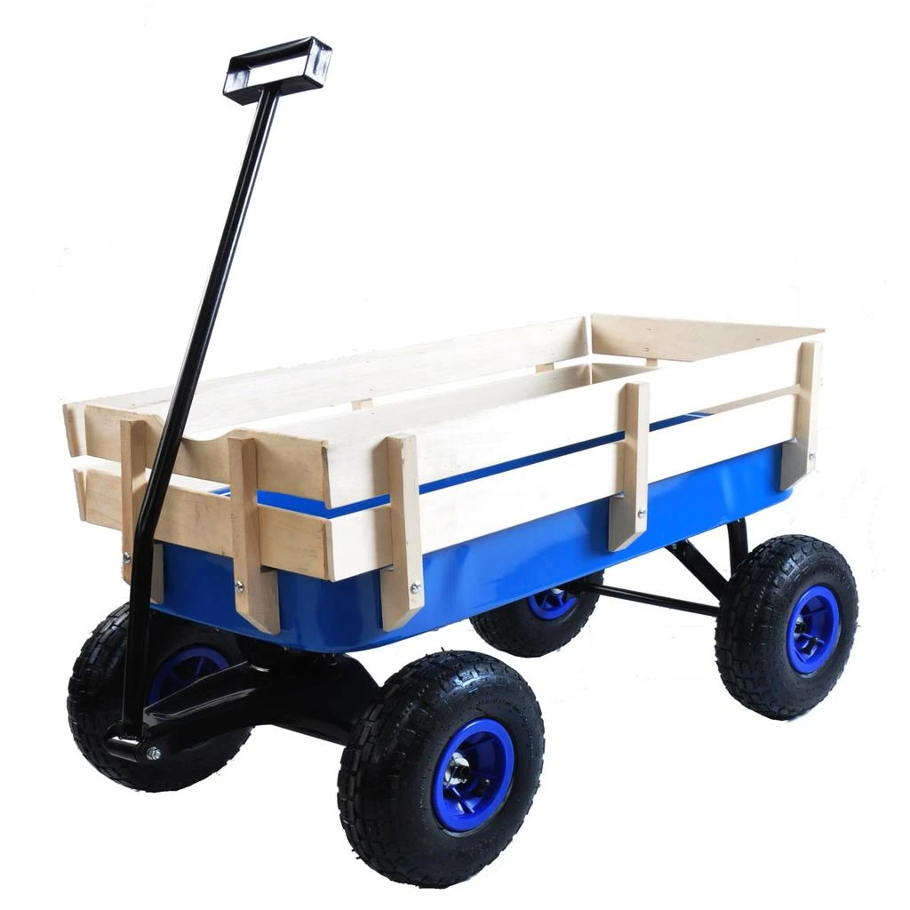 商品Simplie Fun|Outdoor Wagon All Terrain Pulling w/Wood Railing Air Tires Children Kid Garden,价格¥1608,第5张图片详细描述