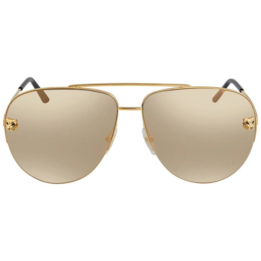 商品Cartier|Cartier Panthere de Cartier Gold Mirrored Pilot Ladies Sunglasses CT0065S 009 62,价格¥6128,第2张图片详细描述