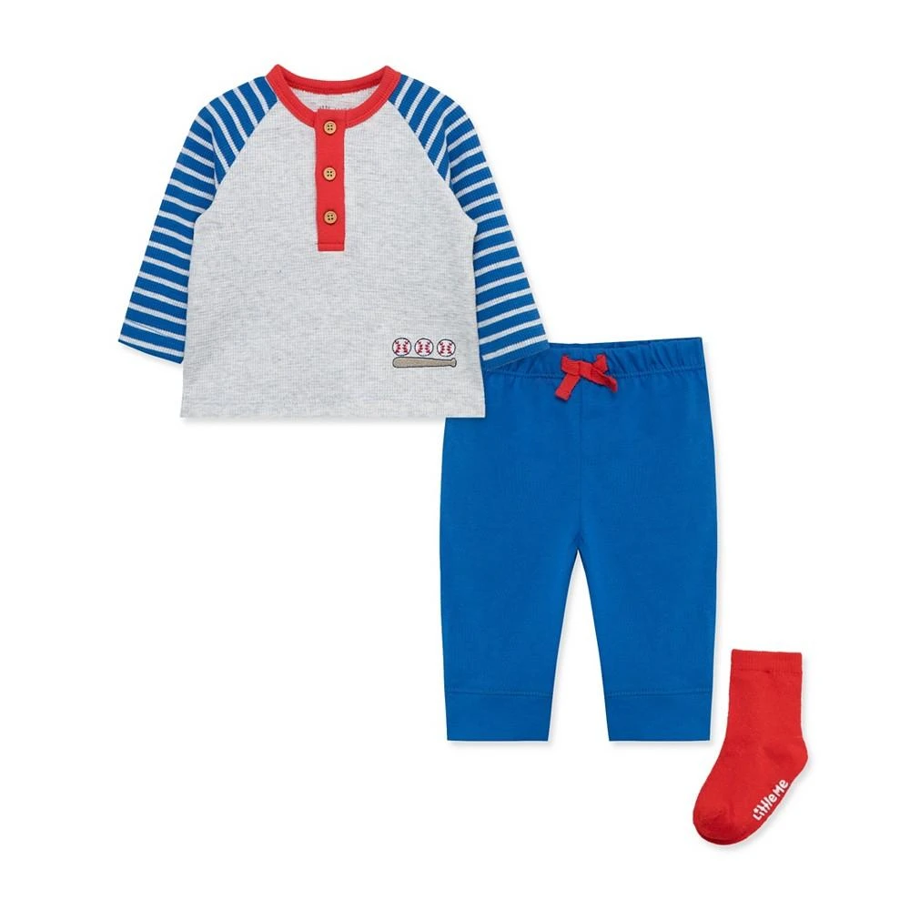 商品Little Me|Baby Boys Baseball T-shirt, Jogger Pants and Socks, 3 Piece Set,价格¥158,第1张图片